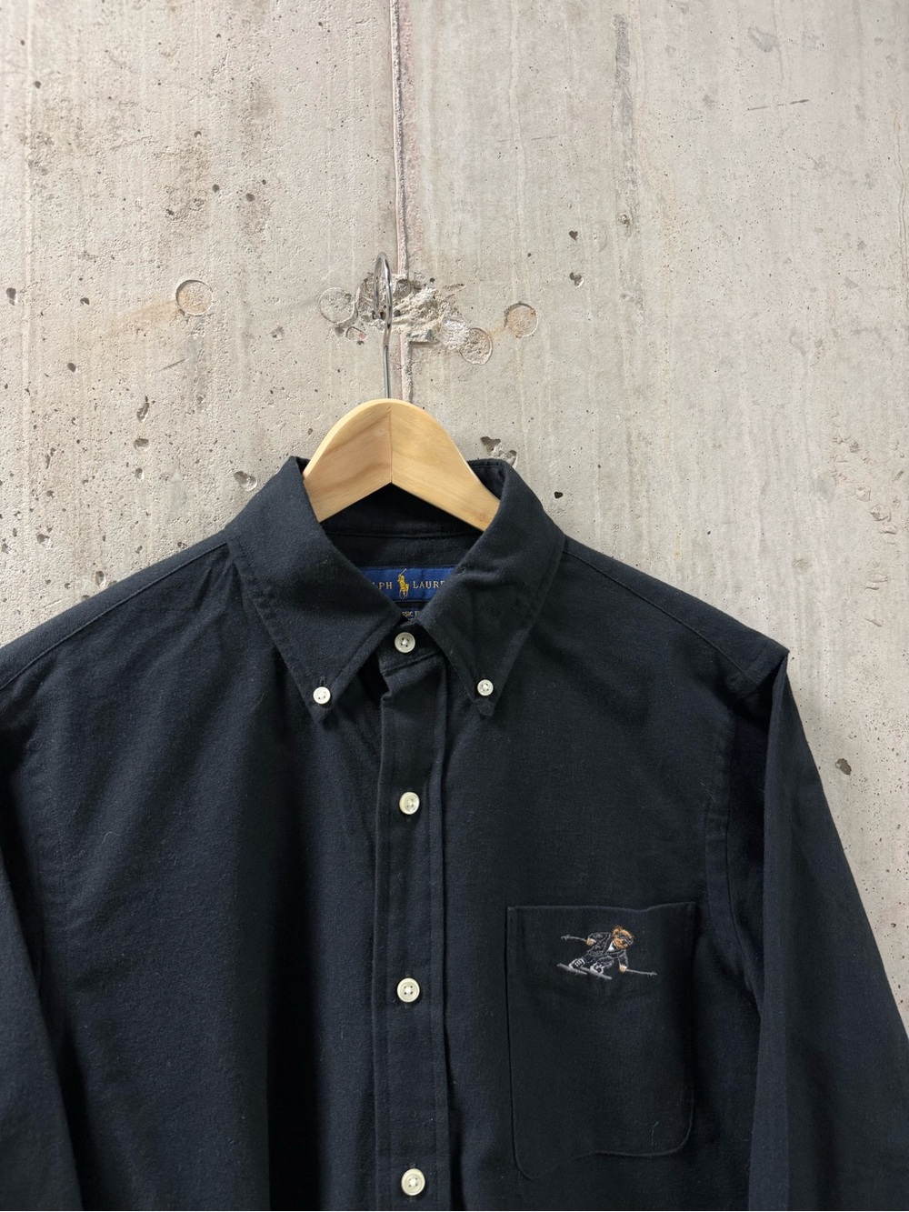 Polo Ralph Lauren Men’s Black Polo Bear Cotton Flannel Button-Down Shirt